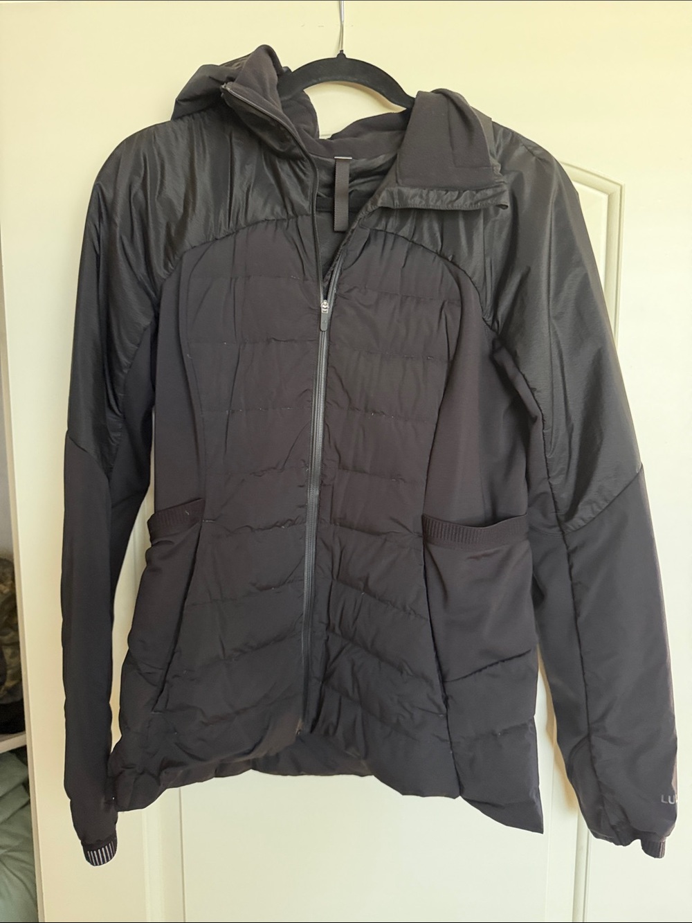 lululemon athletica Black Quilted Hooded Puffer Jacket